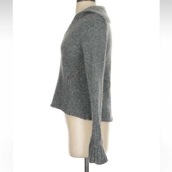 Express Gray Merino Angora Wool Angora V-Neck Sailor Collar Sweater Size Small S - Picture 3 of 6